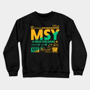 Vintage New Orleans MSY Airport Code Travel Day Retro Travel Tag Crewneck Sweatshirt